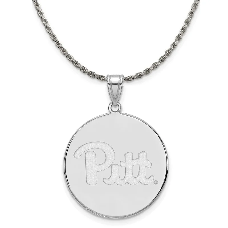 Sterling Silver U. of Pittsburgh XL Disc Pendant Necklace