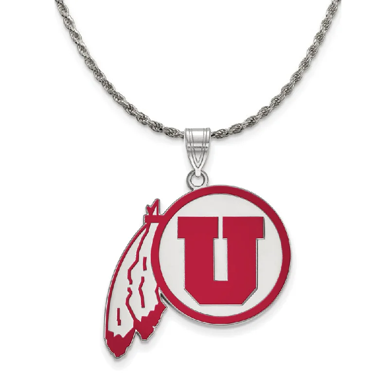 Sterling Silver U. of Utah XL Enamel Pendant Necklace