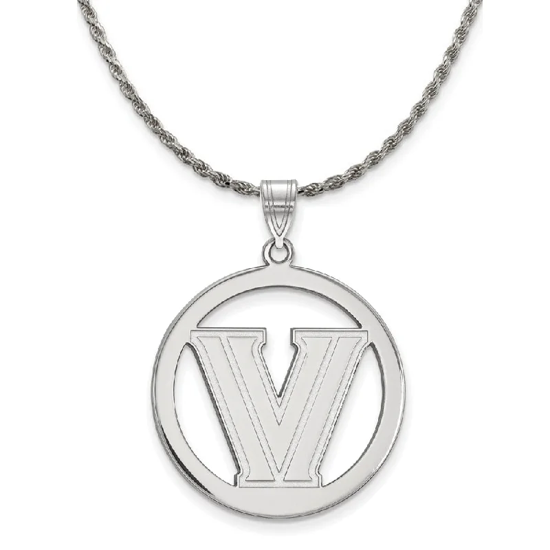 engraved unity pendant necklace-Sterling Silver Villanova U. Large Circle Pendant Necklace