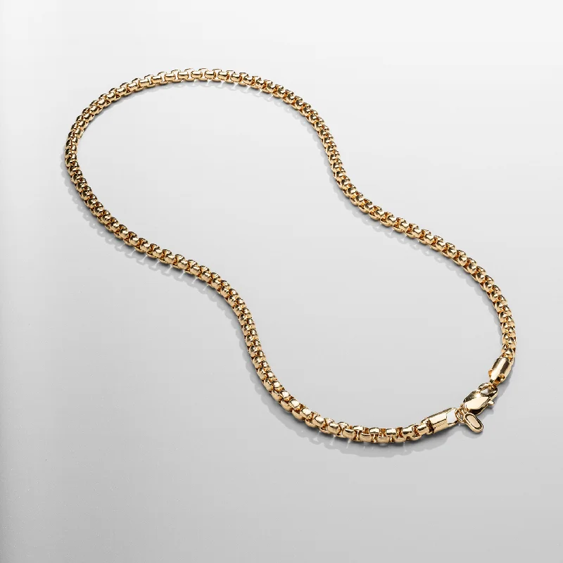 floral-inspired spinel necklace-Round Box Chain (Gold) 5mm