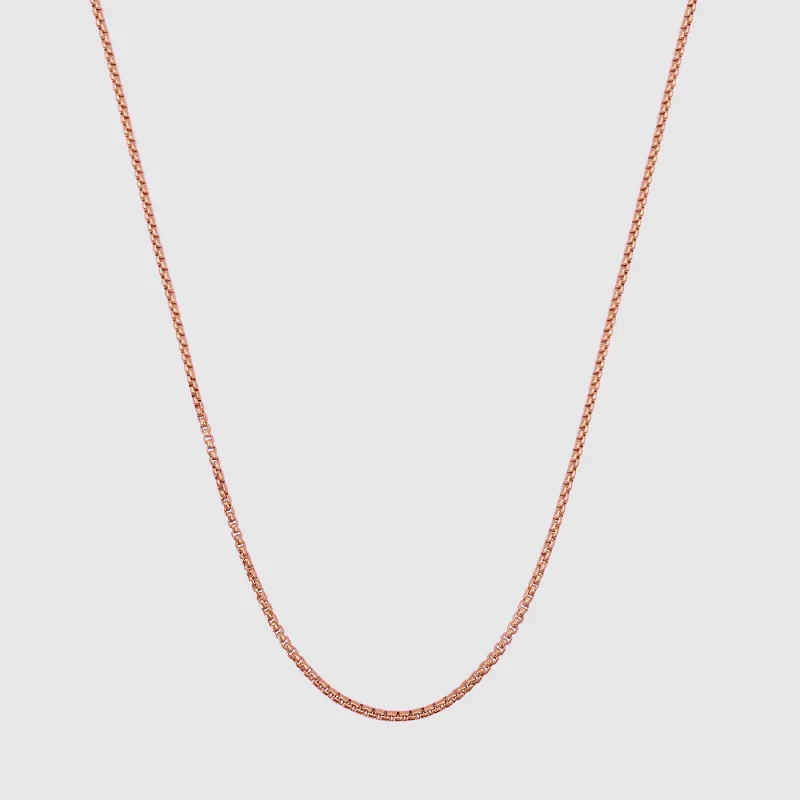 gothic-inspired hawk necklace-Round Box Chain (Rose Gold) 2mm