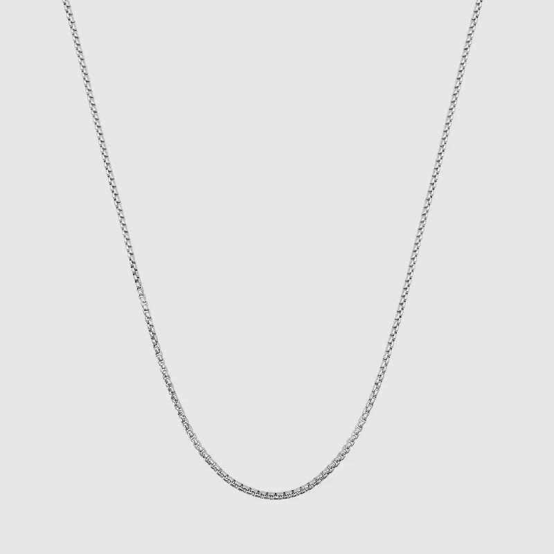 dainty thorn chain necklace-Round Box Chain (Silver) 2mm