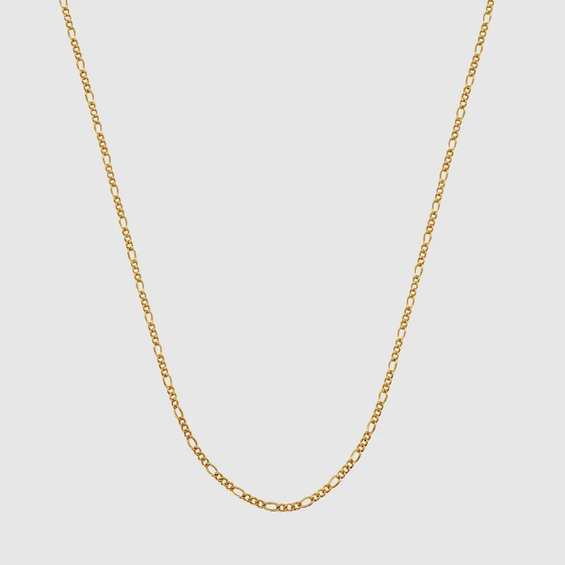 sleek titanium drop necklace-Round Figaro (Gold) 2mm