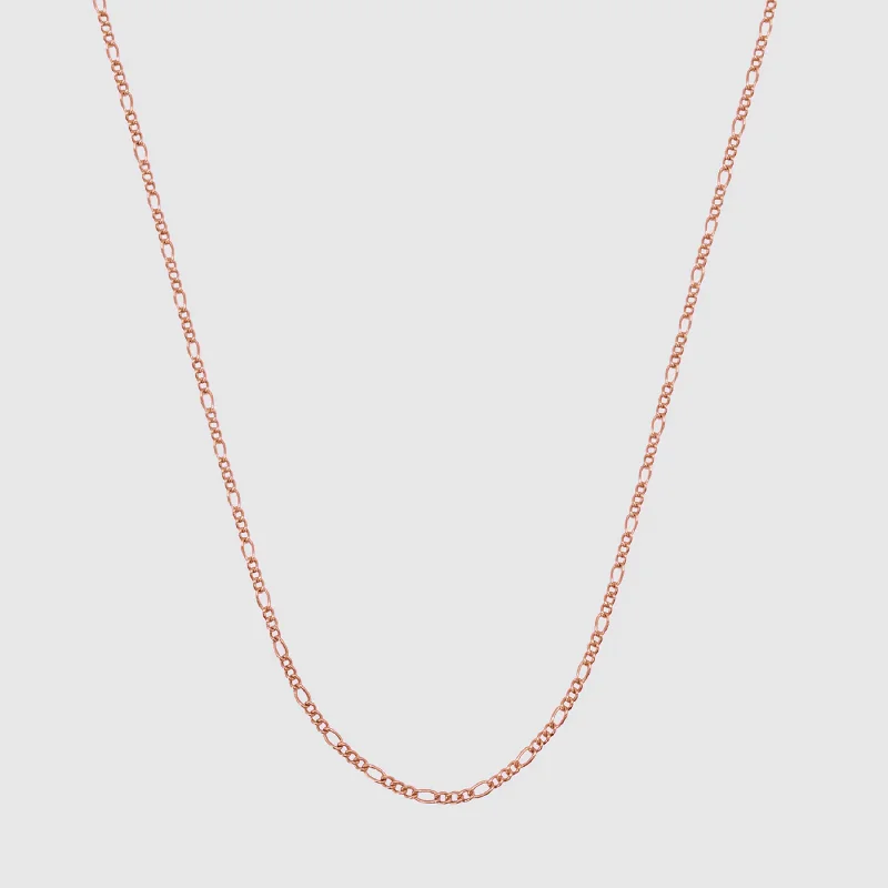 nature-themed crest necklace-Round Figaro (Rose Gold) 2mm