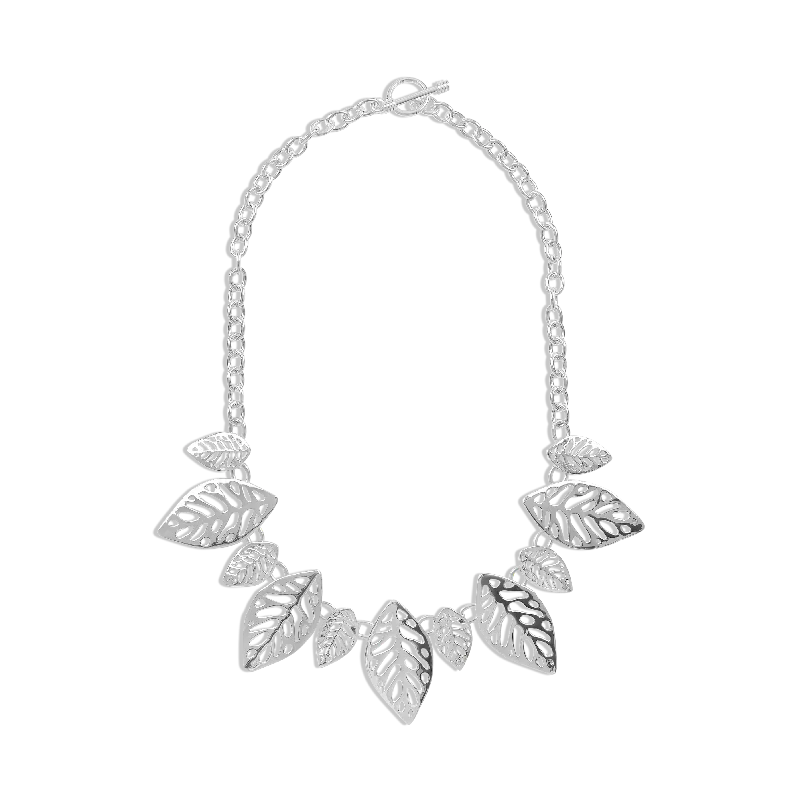 Sterling Silver Sculptured Leaf Necklace