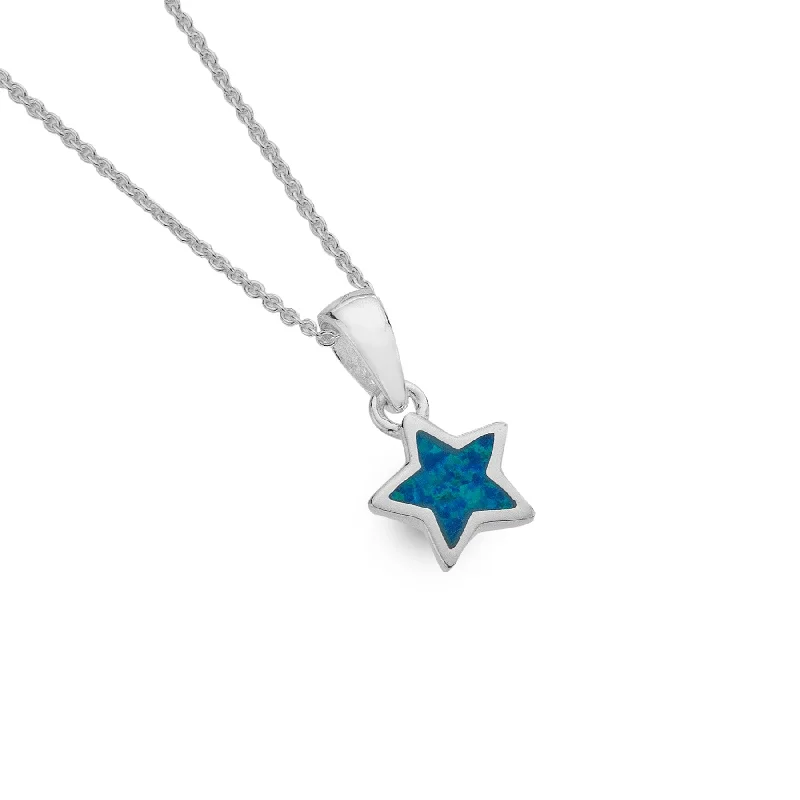 minimalist crest necklace-Sea Gems Sterling Silver Opal Star Necklace