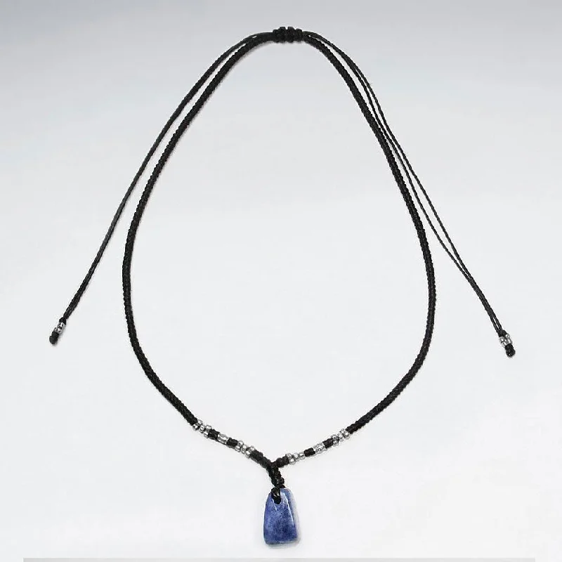 vintage-style spinel necklace-Sodalite Stone Men Necklace - Sterling Silver