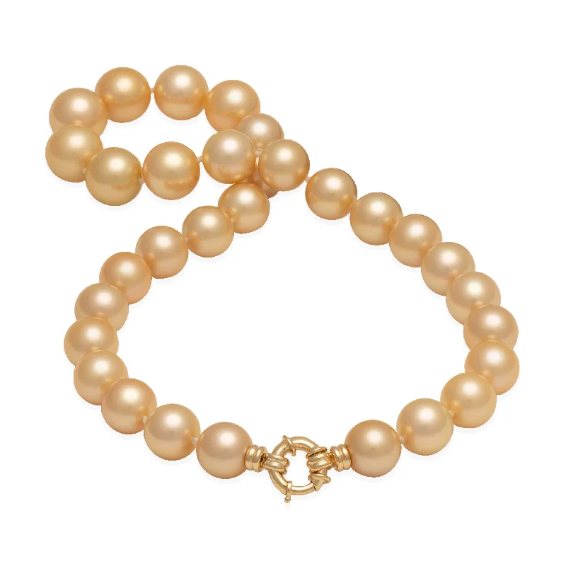 engraved legacy chain necklace-18-19" South Sea Gold Pearl Strand with Gold Clasp - 13-16mm