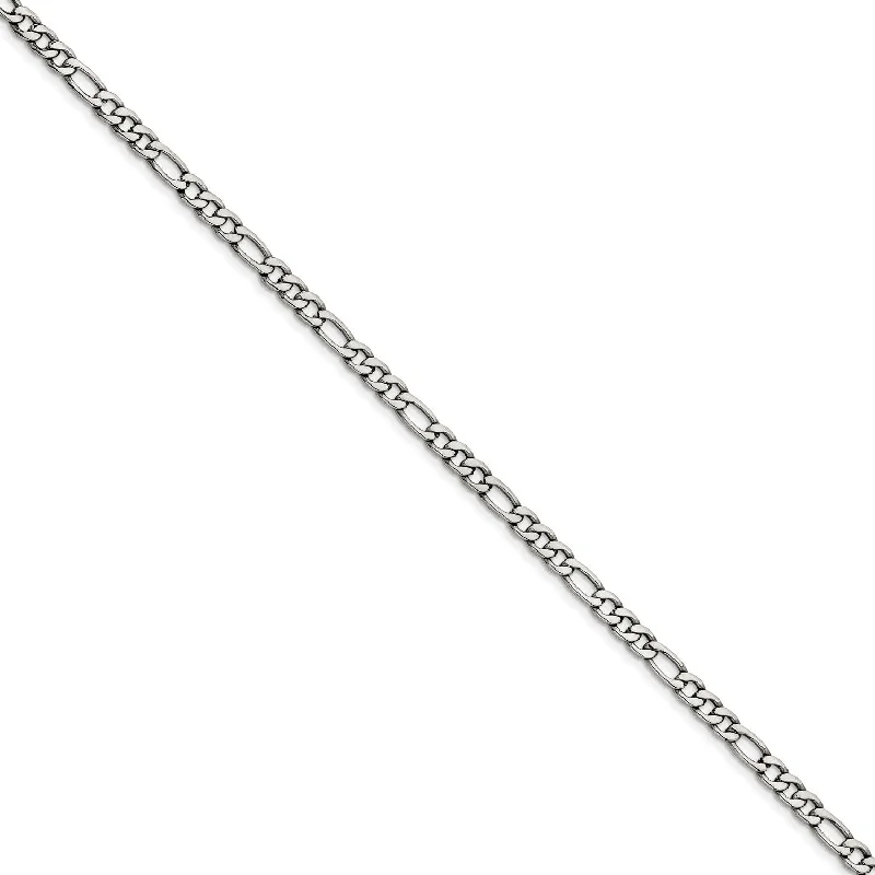 antiqued rose stack necklace-Stainless Steel 6.10mm 20in Figaro Chain