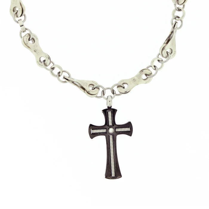 bold emerald ridge necklace-Stainless Steel Black Gothic Cross