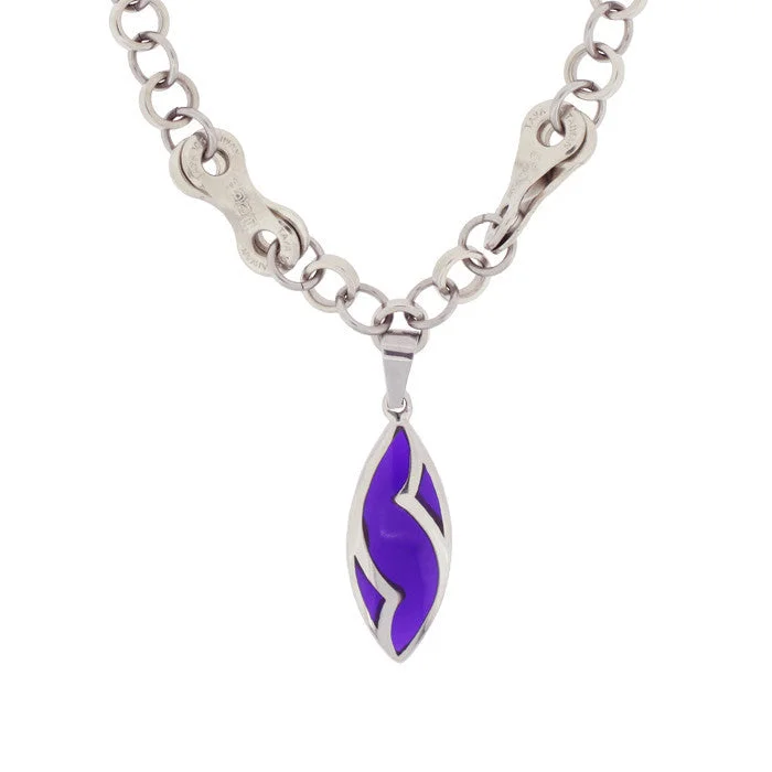 bohemian tribal necklace-Stainless Steel Purple Pendant Necklace - Wholesale