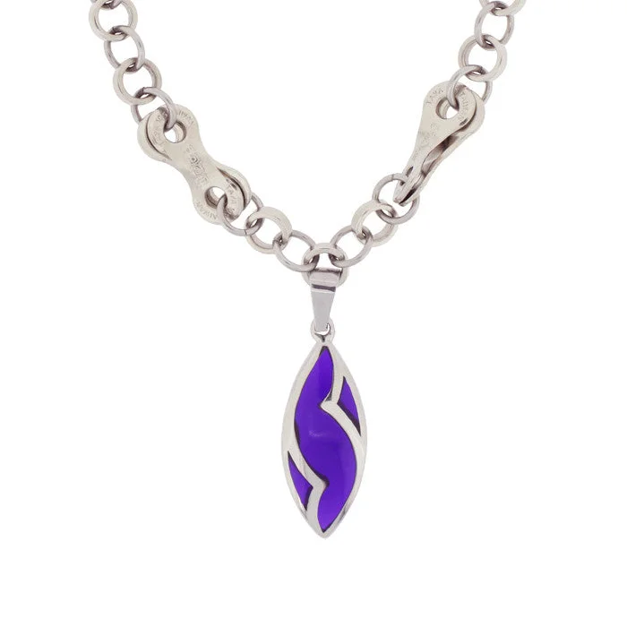 bohemian peak necklace-Stainless Steel Purple Pendant Necklace