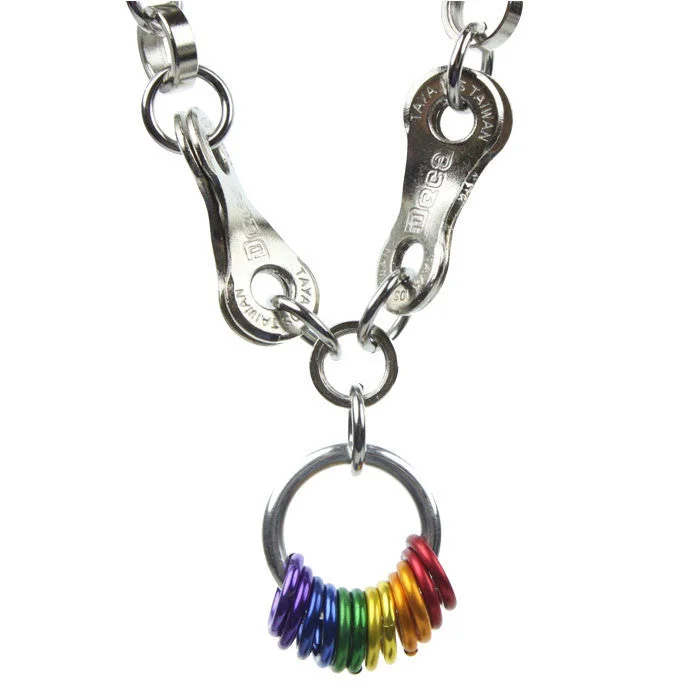 adjustable nickel choker necklace-Stainless Steel Rainbow Drop Necklace - Wholesale