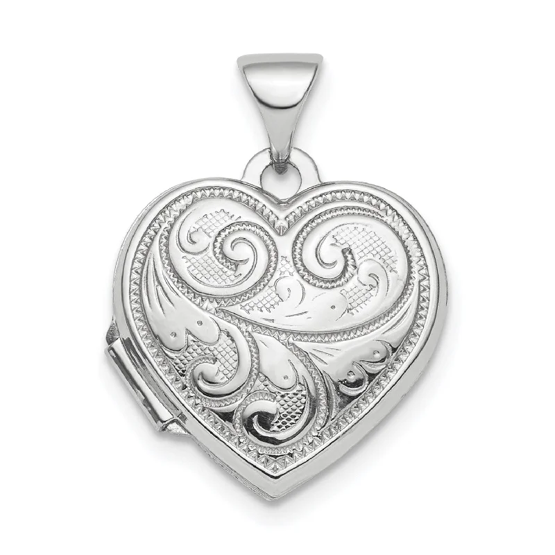 artisan-crafted platinum necklace-Sterling Silver 16X15MM Heart Locket Pendant. Chain Not Included