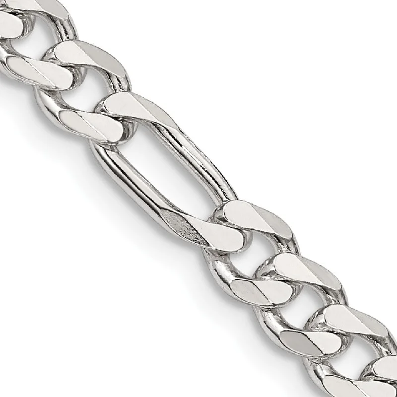 sleek titanium drop necklace-Sterling Silver 22-inch 5.5MM Lobster Clasp Figaro Chain