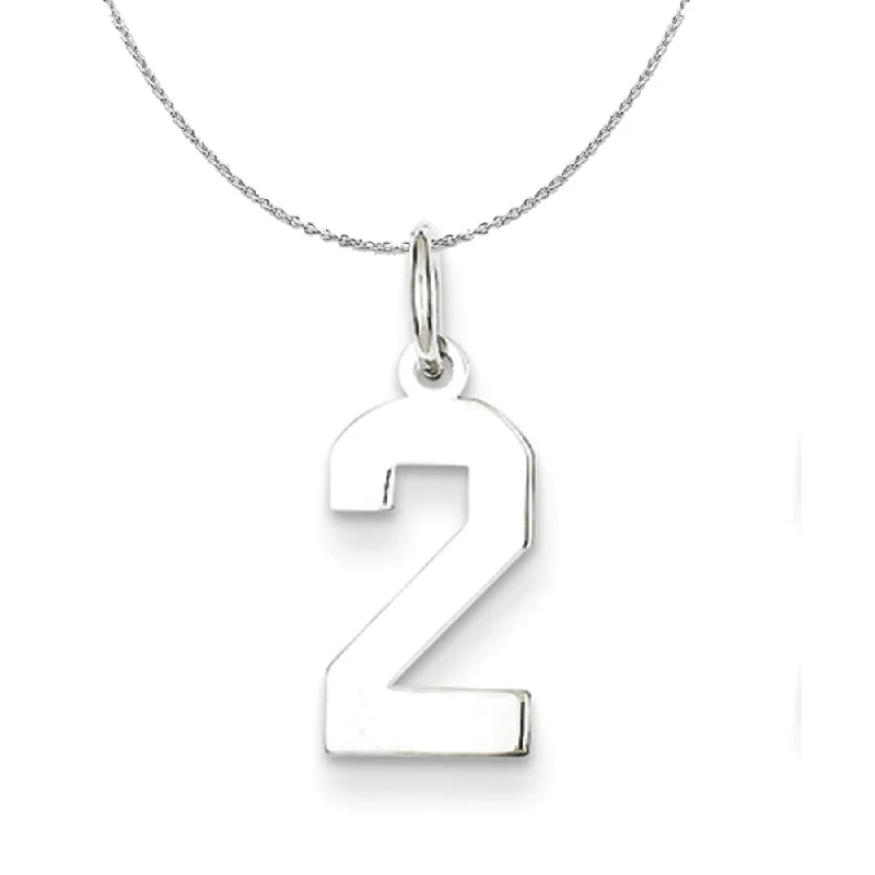 minimalist arch pendant necklace-Sterling Silver, Athletic Collection, Small Polished Number 2 Necklace