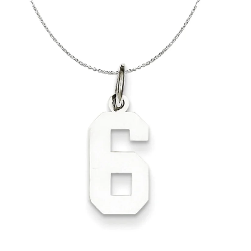 polished silver orbit necklace-Sterling Silver, Athletic Collection, Small Polished Number 6 Necklace