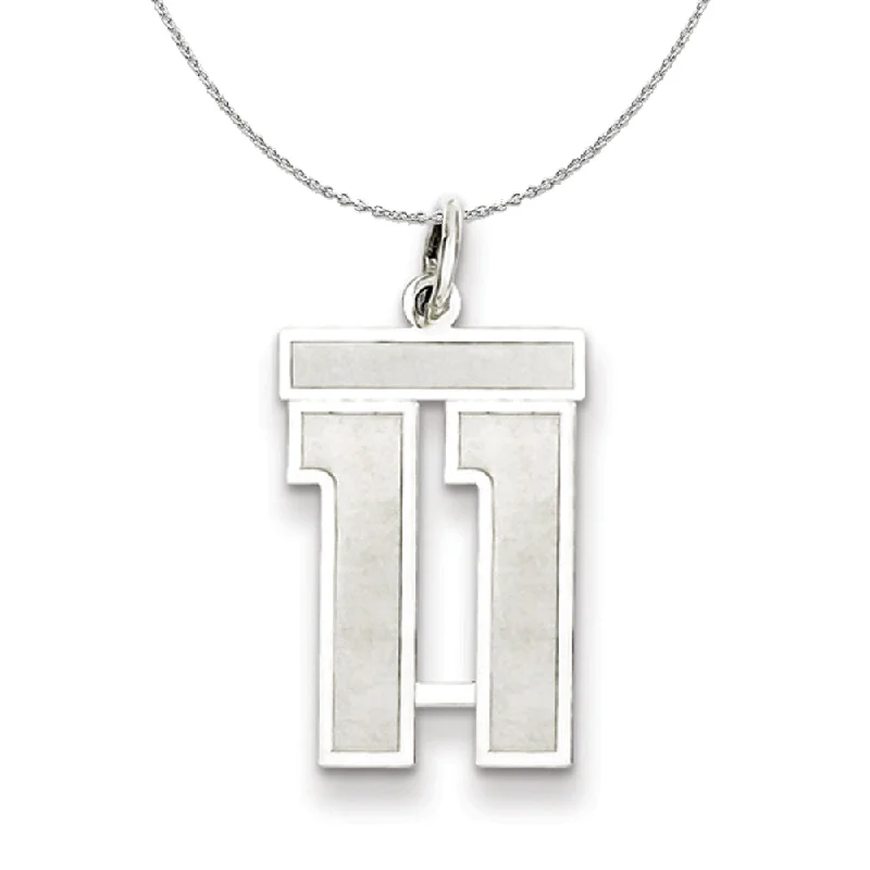 floral channel diamond necklace-Sterling Silver, Jersey Collection, Medium Number 11 Necklace