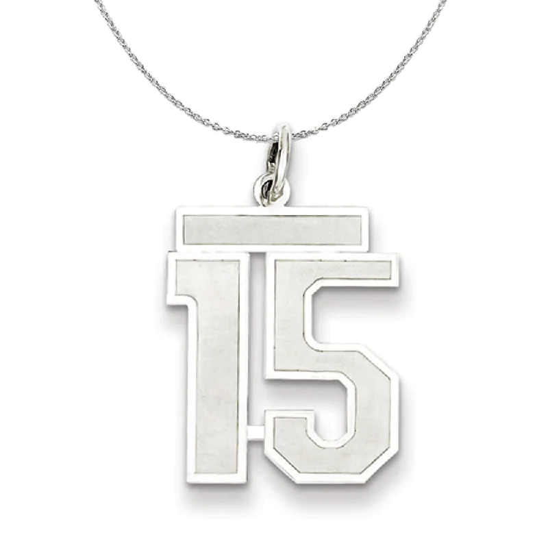 Sterling Silver, Jersey Collection, Medium Number 15 Necklace