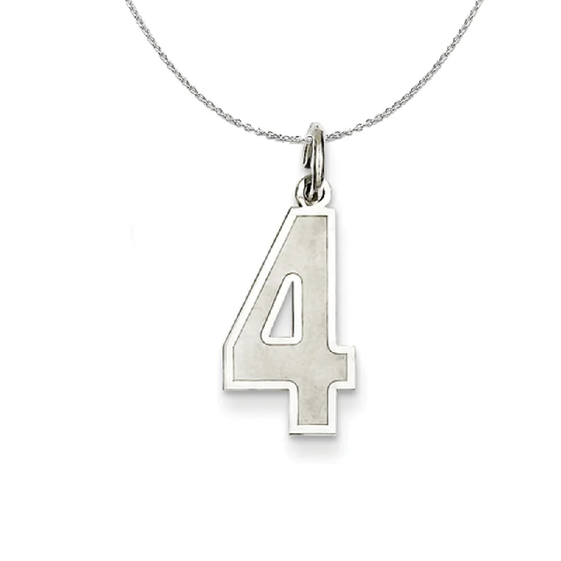 engraved unity pendant necklace-Sterling Silver, Jersey Collection, Medium Number 4 Necklace