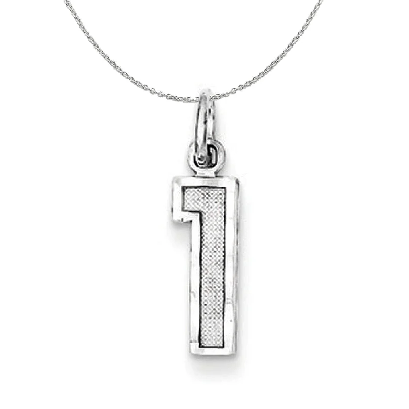 minimalist peak necklace-Sterling Silver, Varsity Collection, Small D/C Number 1 Necklace