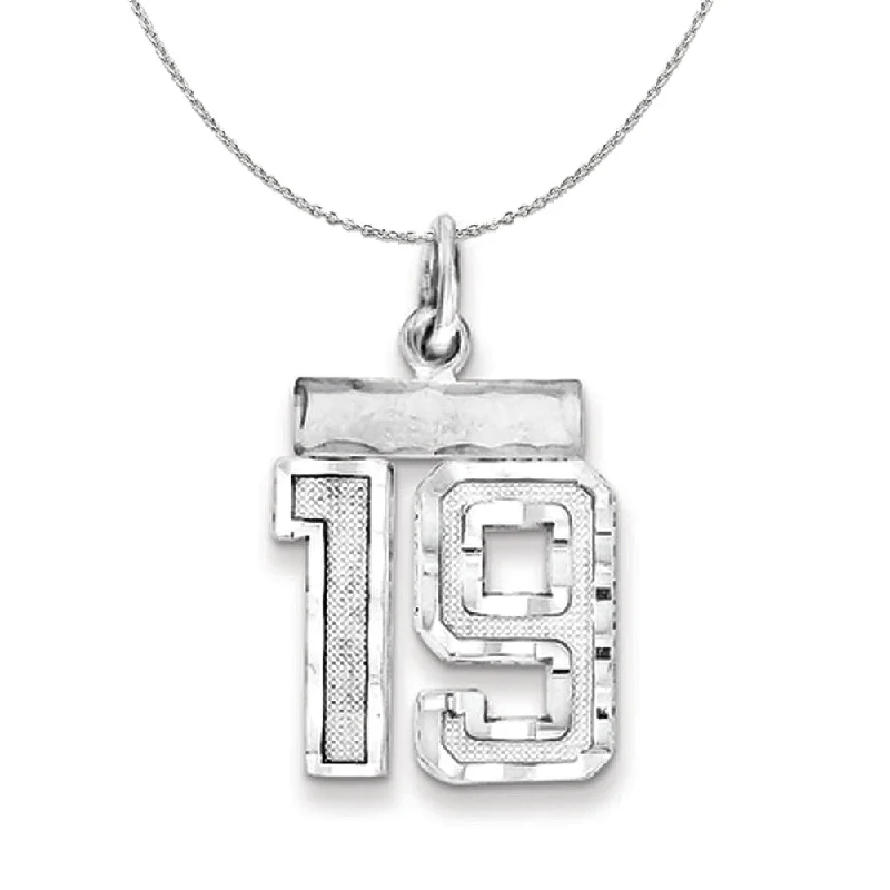 nature-themed peak necklace-Sterling Silver, Varsity Collection, Small D/C Number 19 Necklace