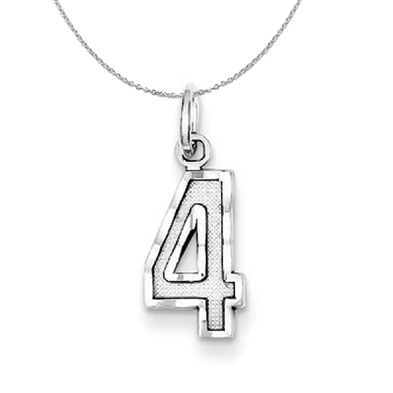 bold topaz ridge necklace-Sterling Silver, Varsity Collection, Small D/C Number 4 Necklace