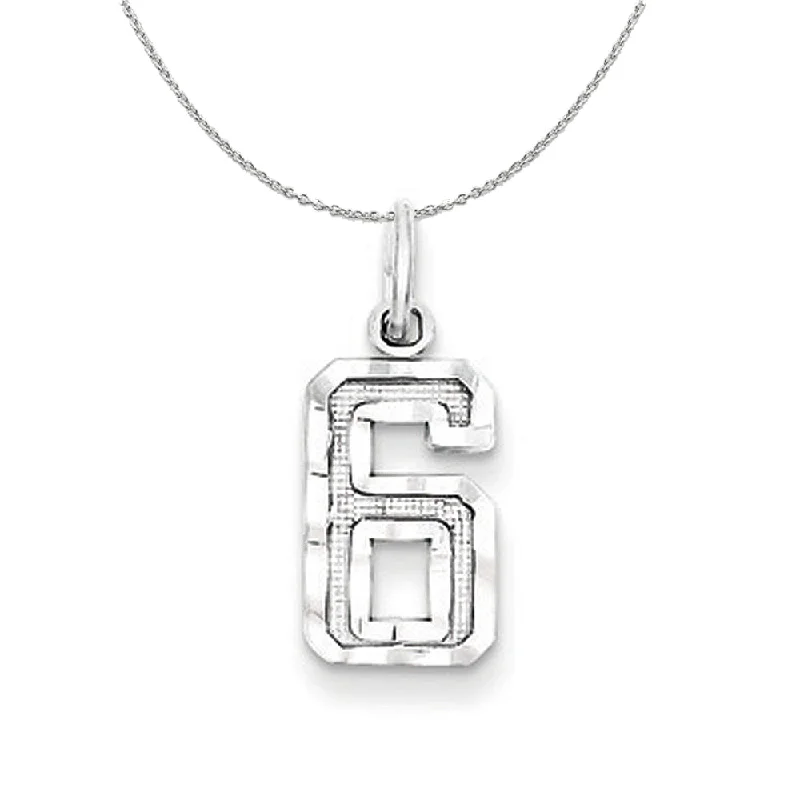 Sterling Silver, Varsity Collection, Small D/C Number 6 Necklace