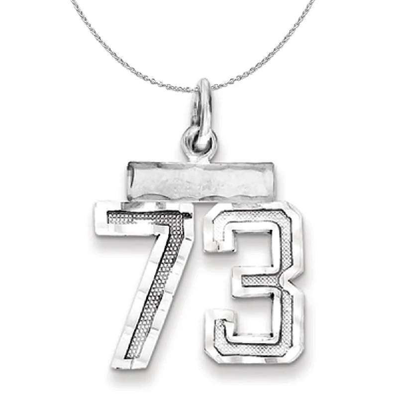 Sterling Silver, Varsity Collection, Small D/C Number 73 Necklace