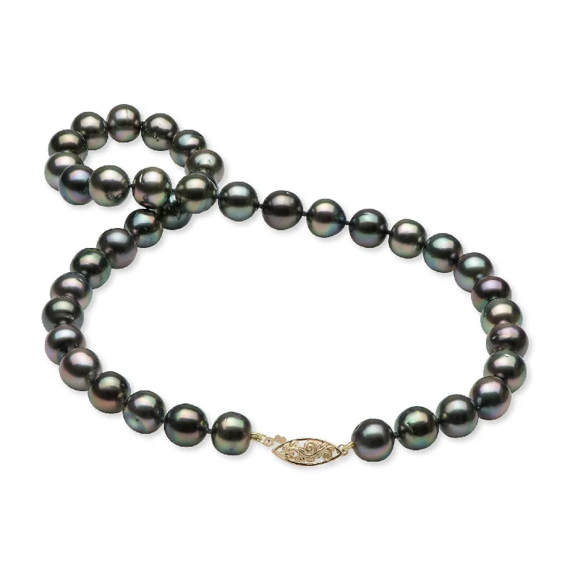 18-19" Tahitian Black Pearl Strand with Gold Clasp - 10-12mm