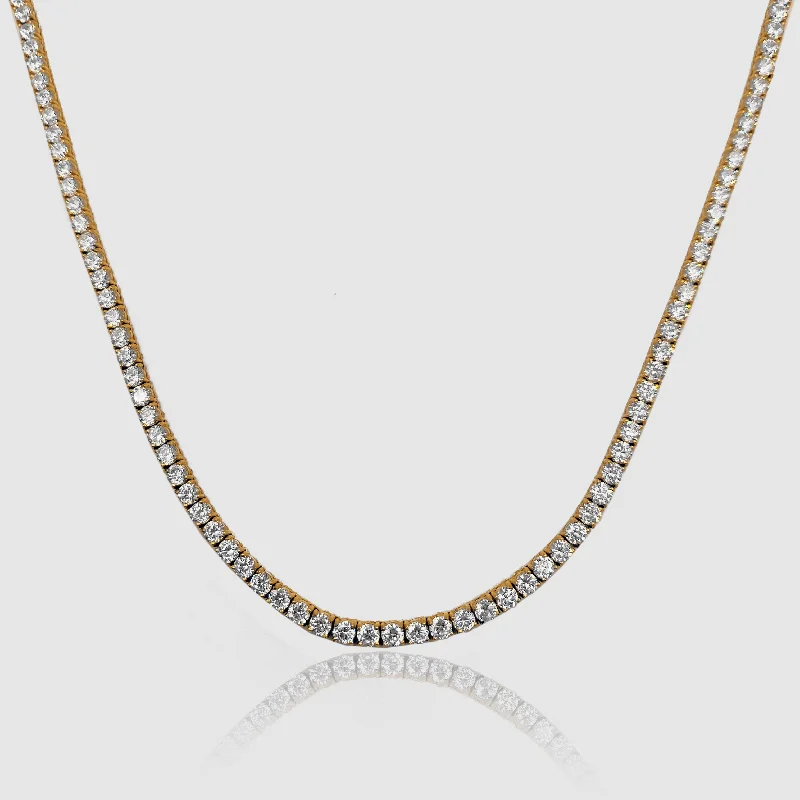 modern stacked garnet necklace-Tennis Chain (Gold) 3mm