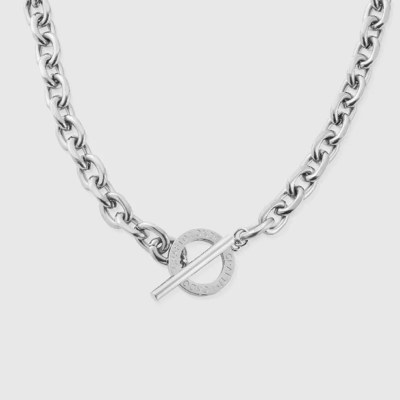 modern sleek crest necklace-Toggle Chain (Silver)