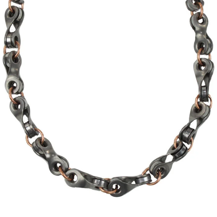 modern fused-stack necklace-Twisted Link & Roller Chain Necklace - Wholesale