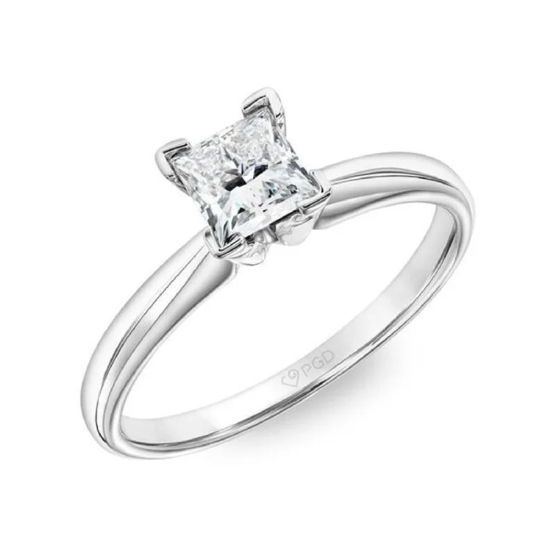 polished silver twist ring-Signature Certificate EcoLove 1 1/2 CTW Princess Cut Lab Grown Diamond Solitaire Engagement Ring in 14KT White Gold