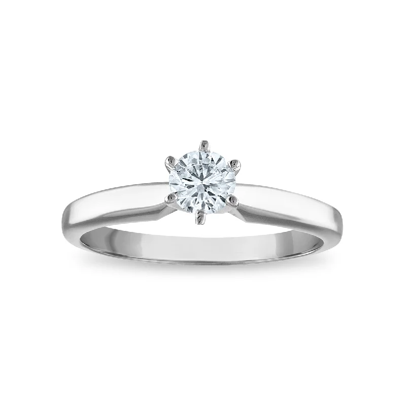 gothic-inspired batwing ring-Signature Certificate EcoLove 1/2 CTW Round Lab Grown Diamond Solitaire Engagement Ring in 14KT White Gold