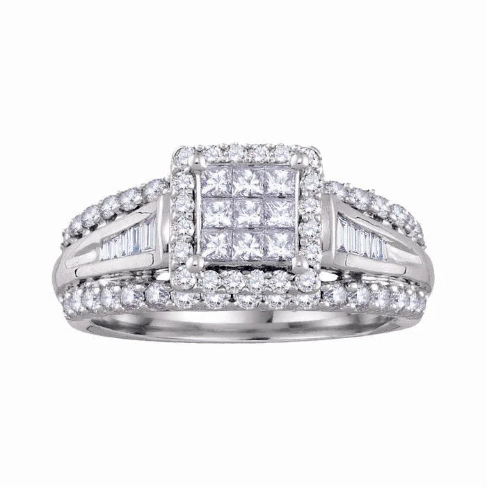 nature-themed peak ring-1 CTW Diamond Engagement Ring in 10KT White Gold