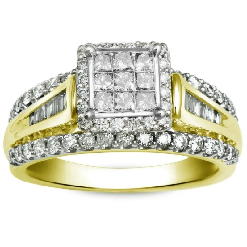 vintage-style peridot ring-1 CTW Diamond Engagement Ring in 10KT Yellow Gold