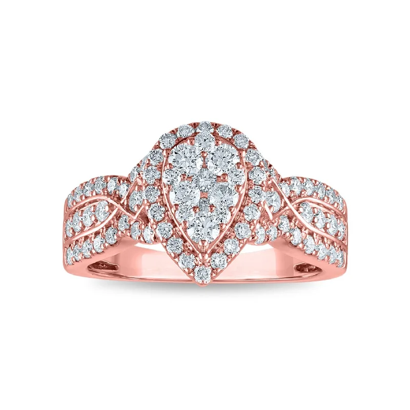 polished rose twist ring-EcoLove 1 CTW Lab Grown Diamond Engagement Ring in 10KT Rose Gold