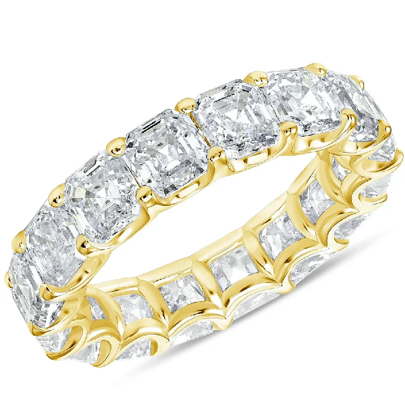 gothic-inspired phoenix ring-10 1/2 Ct Asscher Cut Moissanite Eternity Ring Wedding Band 10k Gold