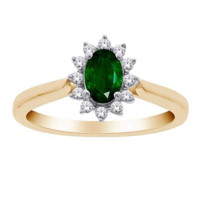 raw alexandrite cluster ring-10K Gold and Diamonds Oval Emerald Ring for Women