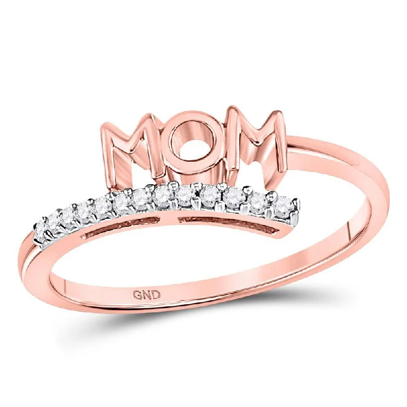 bold sapphire ridge ring-10kt Rose Gold Womens Round Diamond Mom Mother Bypass Band Ring 1/12 Cttw