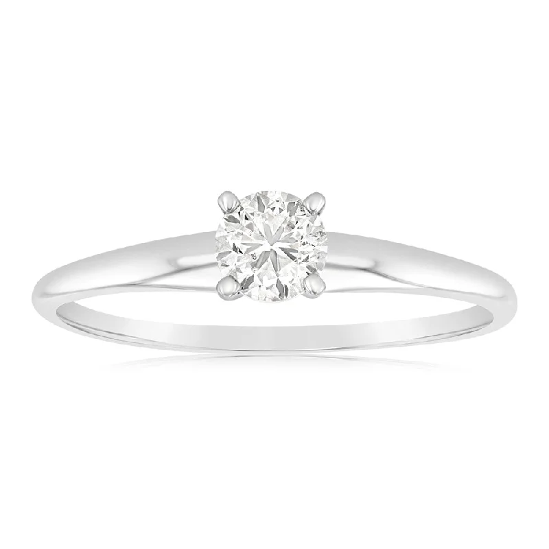 bold opal ridge ring-14ct White Gold Solitaire Ring With 50 Point Brilliant Cut Diamond