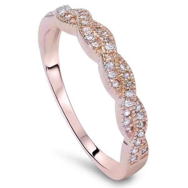 bold garnet channel ring-14k Rose Gold 1/5ct TDW Vintage Braided Diamond Wedding Band - Pink