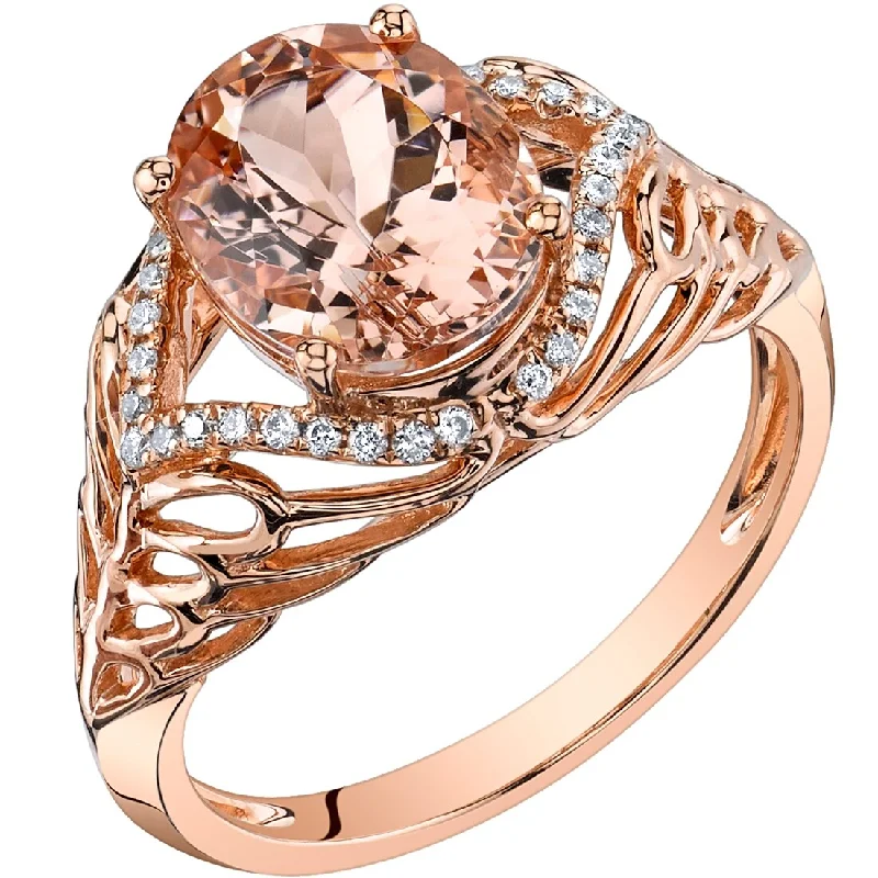 minimalist talon ring-14k Rose Gold 2.5ct Morganite and Diamond Ring