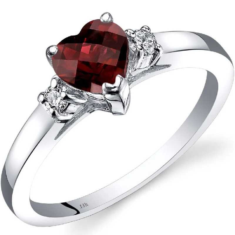 vintage-style sapphire ring-14k White Gold 1ct Garnet and Diamond Ring