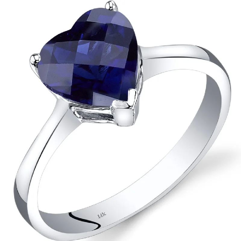 art deco alexandrite ring-14k White Gold 2.5ct Created Blue Sapphire Ring