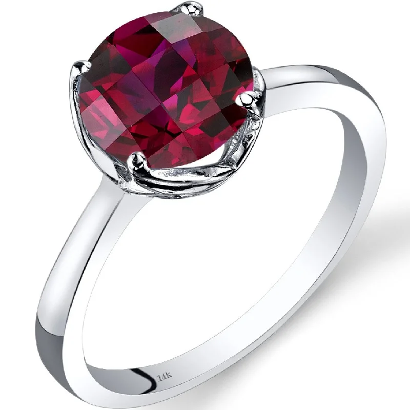 vintage-style kunzite ring-14k White Gold 2.5ct Created Ruby Solitaire Ring