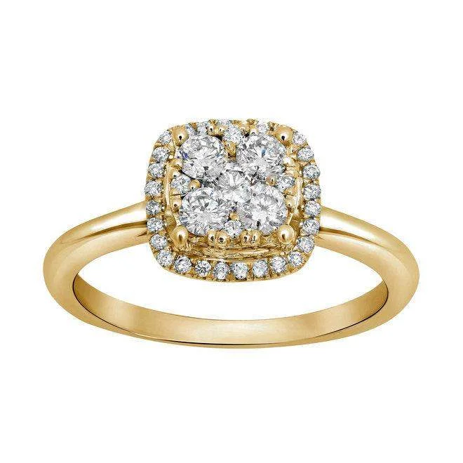 floral channel diamond ring-14K Yellow Gold, Diamonds Ring