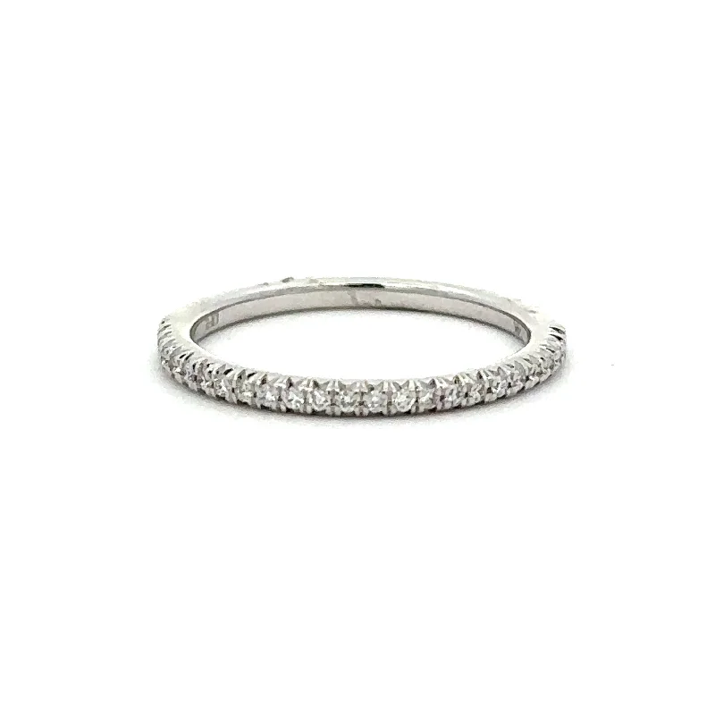 floral-inspired spinel ring-.15 CTW Diamond Band in White Gold