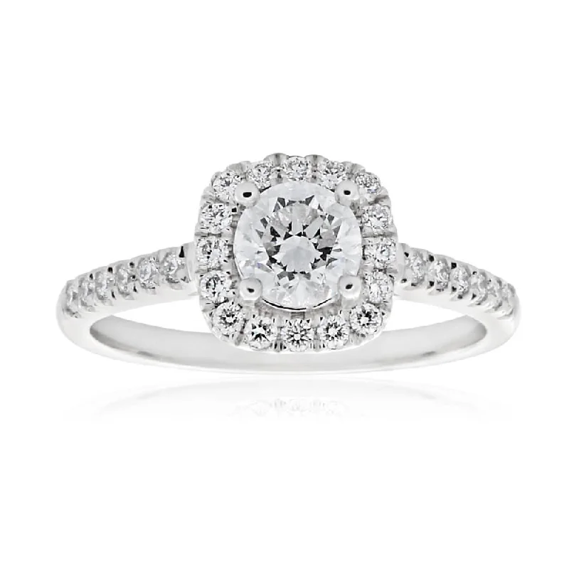 quad-stone promise ring-18ct 3/4 Carat Solitaire with ½ Carat GI SI Certified Centre Diamond